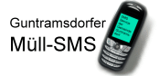 Mobiltelefon mit SMS die über den Müllabholtermin informiert